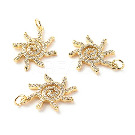 Brass Micro Pave Clear Cubic Zirconia Pendants LS-ZIRC-P094-23G-RS-1