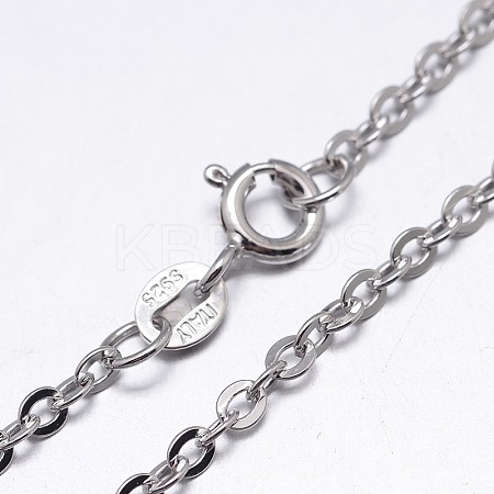 Anti-Tarnish Rhodium Plated 925 Sterling Silver Cable Chains Necklaces NJEW-M157-40C-18-1