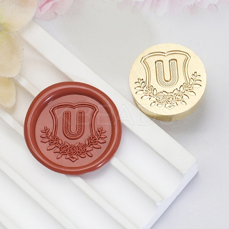 Golden Tone Round Wax Seal Brass Stamp Heads AJEW-Z034-02G-U-1