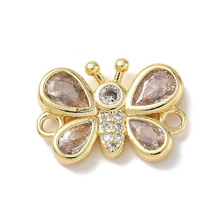 Brass Pave Cubic Zirconia Butterfly Links Connector Charms LS-KK-L268-028G-03-1