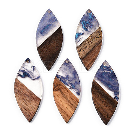 Transparent Resin & Walnut Wood Big Pendants RESI-ZX017-50-1