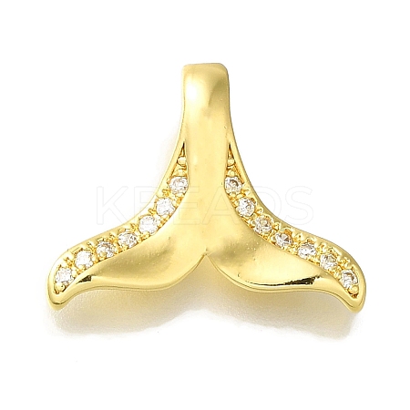 Fishtail Rack Plating Brass Micro Pave Clear Cubic Zirconia Pendnat KK-H485-29G-1