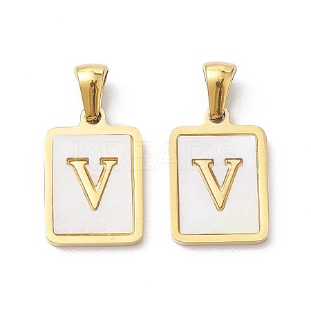 Ion Plating(IP) 304 Stainless Steel Pave Shell Pendants STAS-G327-01G-V-1