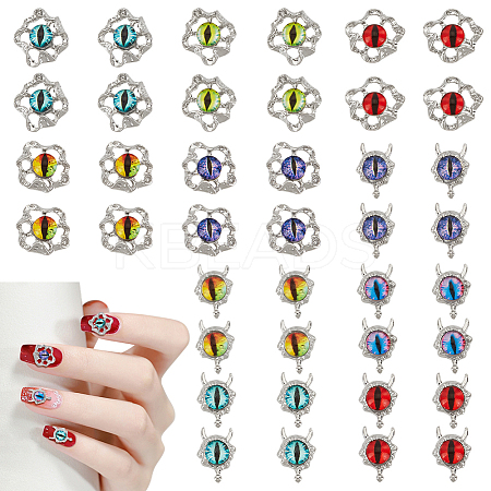 40Pcs 10 Styles Evil Eye Resin & Glass Cabochons MRMJ-GA0001-21-1