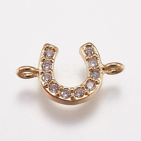 Brass Micro Pave Cubic Zirconia Links KK-I614-051A-G-1