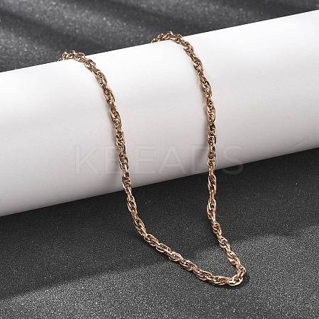 3MM 304 Stainless Steel Rope Chain Necklaces for Women NJEW-B131-07RG-1