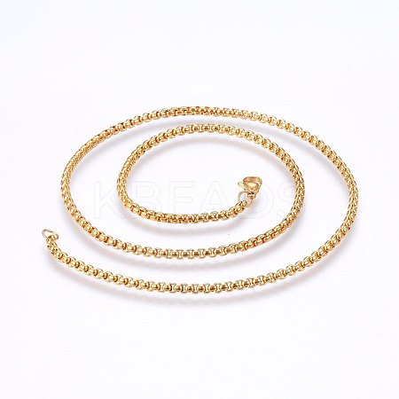304 Stainless Steel Box Chain Necklaces NJEW-F227-09G-12-1