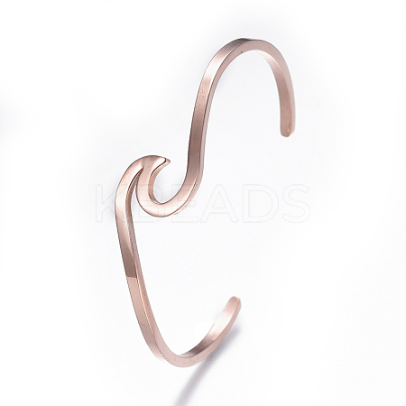 304 Stainless Steel Cuff Bangles BJEW-G611-01RG-1