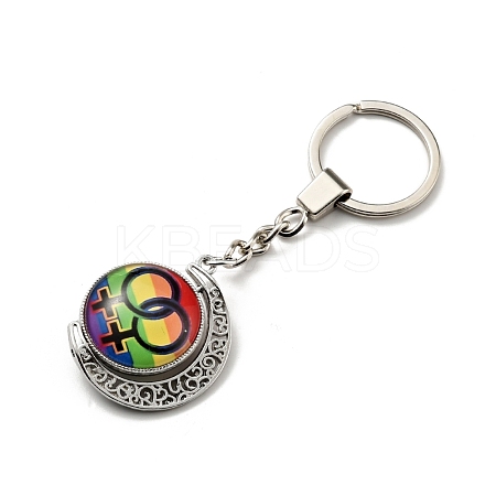 Pride Rainbow Alloy Glass Keychain KEYC-E036-02P-03-1