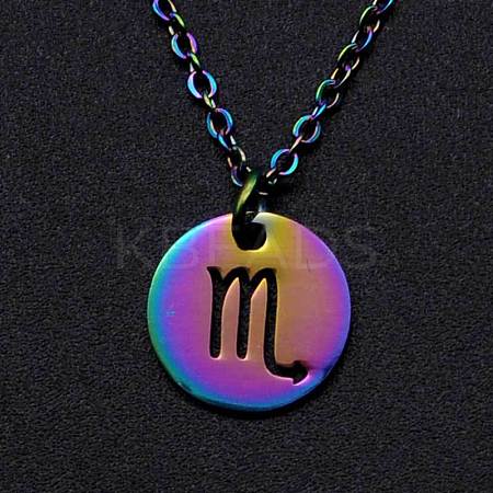 Rainbow Color Stainless Steel Constellation Pendant Necklace for Women ZODI-PW0001-039H-1