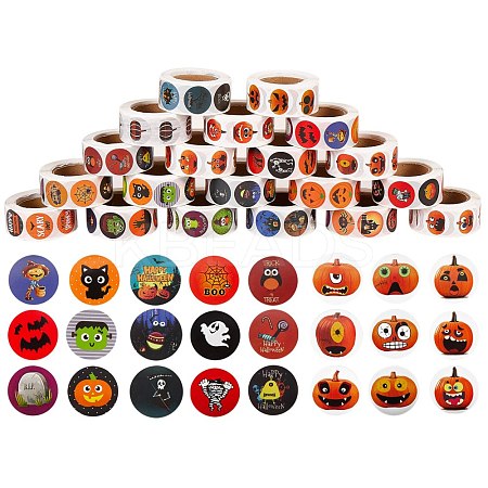 20 Rolls 20 Style Halloween Theme Self Adhesive Paper Stickers DIY-SZ0003-31-1