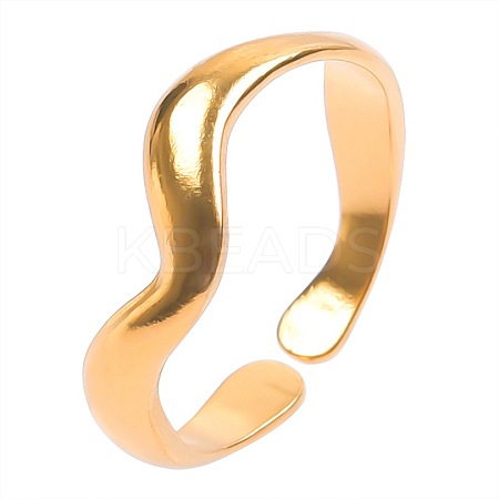 French Minimalist Irregular 304 Stainless Steel Wave Open Cuff Rings for Women Men IS0895-2-1