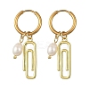 Natural Cultured Freshwater Pearl with Brass Hoop Earrings EJEW-JE07384-3