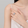 Snowflake Rotatable Open Cuff Rings for Women RJEW-S402-11P-3