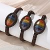 Adjustable Oval Chakra Natural Gemstone Braided Bead Bracelets BJEW-H626-02-06-1