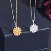 316 Surgical Stainless Steel Daisy Stud Earrings and Pendant Necklace JX377A-4
