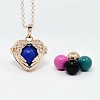 Trendy Women's Brass Rolo Chain Angel's Wing Heart Cage Pendant Necklaces X-NJEW-F053-06RG-1