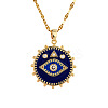 Brass Blue Enamel Evil Eye Pendant Dapped Chain Necklaces for Women Men BX0691-1-4