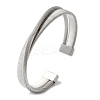 Stainless Steel Cross Open Cuff Bangles for Women BJEW-G719-10P-1