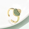 Sacred Heart Brass Micro Pave Cubic Zirconia Cuff Rings for Women RJEW-B117-01G-2