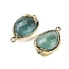 Natural Green Fluorite Faceted Teardrop Connector Charms G-B081-03G-09-2
