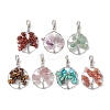 Tree of Life Wire Wrapped Natural Mixed Gemstone Pendant Decorations HJEW-JM01876-1