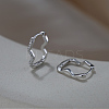 925 Sterling Silver Wavy Hoop Earrings EJEW-C146-02P-1