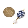 Blue and White Tulip Pattern Oval Porcelain Pendants PALLOY-JF04709-2