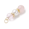 3Pcs 3 Styles Natural Rose Quartz and Shell Pearl & Glass Pendants PALLOY-JF04786-01-5