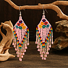Bohemian Style Handmade Earrings with Glass Beads and Tassels QT0672-5-1