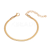 3mm 304 Stainless Steel Flat Snake Dome Herringbone Chain Link Bracelet for Men Women BJEW-CJC0001-02B-1