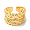 Brass Micro Pave Cubic Zirconia Open Cuff Rings RJEW-U008-34G-2