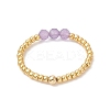 Natural Gemstone with 304 Stainless Steel Beads Finger Rings for Women RJEW-JR00984-5