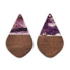 Transparent Resin and Walnut Wood Pendants RESI-T057-06H-2