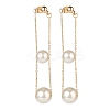 Round Shell Beads with Long Chain Tassel Dangle Stud Earrings EJEW-TA00092-1