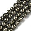 Natural Gold Pyrite/Golden Pyrite Beads Strands X-G-G459-B01-8mm-2