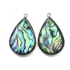 304 Stainless Steel Pave Natural Paua Shell Pendants STAS-Z125-01F-P-1