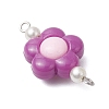 Two Tone Opaque Acrylic & Glass Pearl Flower Connector Charms PALLOY-JF03484-02-4