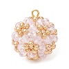 Electroplate Glass & Round Rocailles & Glass Pearl Beaded Pendants PALLOY-MZ00879-06-1