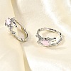 Oval Brass Cat Eye Cuff Rings for Women RJEW-U042-01P-3
