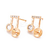 Brass Micro Pave Clear Cubic Zirconia Earring Findings KK-T062-230G-NF-1