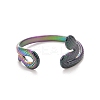 Ion Plating(IP) Rainbow Color 304 Stainless Steel Snake Wrap Open Cuff Ring for Women RJEW-C025-18M-2