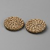 Flat Round Handmade Reed Cane/Rattan Woven Beads WOVE-CJC0001-02C-2