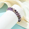 Cube Natural Amethyst & Freshwater Pearl Beaded Copper French Wire Wrap Cuff Bangles BJEW-JB13984-02-2