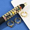 316 Stainless Steel with Natural Mixed Gemstone Cuff Rings RJEW-Z098-01G-12-1