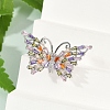 Butterfly Brass Micro Pave Colorful Cubic Zirconia Finger Rings for Women RJEW-G343-30P-01-3