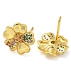 Rack Plating Brass Micro Pave Clear Cubic Zirconia Flower Stud Earrings EJEW-T021-01G-02-2