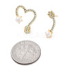 Clear Cubic Zirconia Arrow & Heart Asymmetrical Earrings with Natural Pearl Beaded EJEW-T019-06G-5