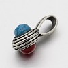 Tibetan Jewelry Antique Silver Brass Turquoise Counter Clip KK-F0297-07-NR-2