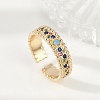 Brass Micro Pave Cubic Zirconia Cuff Rings for Women RJEW-S400-06G-1